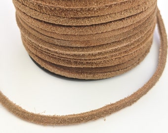 Brown Suede Cord 3mm Flat Thonging, Various Lengths for Jewellery, Crafts or Re-enactments