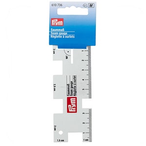 Prym アルミシームゲージ ミニメタル裁縫定規 裾、縫い目、ボタンホール用 - 4 cm x 10.5 cm ハンドゲージメジャー