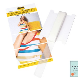 Vlieseline Flexible Seam Tape, White Fusible Jersey Tape - 5 m x 15mm,  Vilene T15