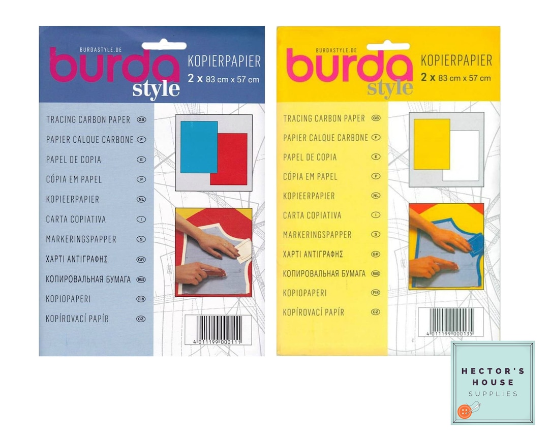 Burda Tracing Carbon Paper 2 Pack Blue/red and White/yellow 81 X 55cm