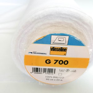 White Woven Cotton Interfacing, G700 Vlieseline, Various Lengths, Stabilises without Stiffening, Vilene for Bags and Purses