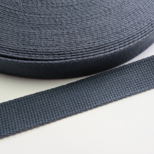 Webbing by the Metre, 1 inch Cotton Webbing, 25 mm Cotton Bag Strap, Grey Cotton Webbing, Tote Bag Handles, Bag Making Supply