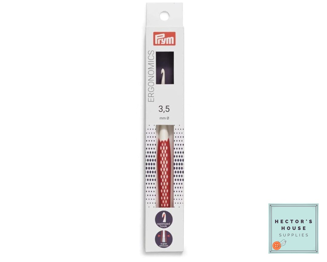 Prym Crochet Hook Size 3.5mm, Ergonomic for Comfortable Grip, Red Soft