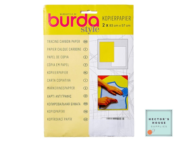 Burda Carbon Paper for Dressmakers', Tracing Paper for Sewing Patterns,  Carbon Copy Paper, Yellow and White 