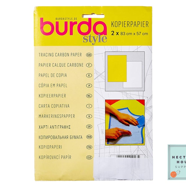 Burda Carbon Paper for Dressmakers', Tracing Paper for Sewing Patterns, Carbon Copy Paper, Yellow and White