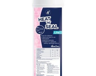 Hemline Heat n Seal Ultra 43cm x 93cm, Iron-on Adhesive for Appliques, Fabric Felt, Denim, Leather, Suede