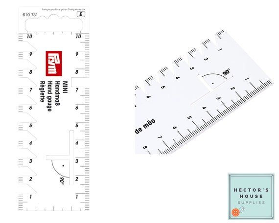 Prym Hand Gauge Mini White, Sewing Ruler for Seams and Pleats, 4cm X 10cm 