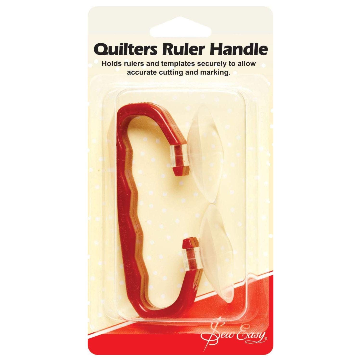 Ruler Handle for Quilting Rulers, Sew Easy Ruler Grip with Suction Cups holds rulers and templates to allow accurate cutting and marking