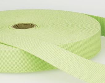 Light Green 100% Cotton Webbing - Choose 25mm / 30mm / 40mm -  Various Lengths - Dog Leash Webbing, Straps, Handles, Belts - 110