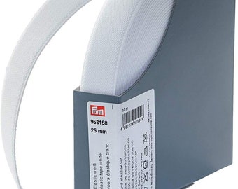 Prym Elastic Tape Soft Top Velour - 25mm Wide - White 953158 - Easy to Wear