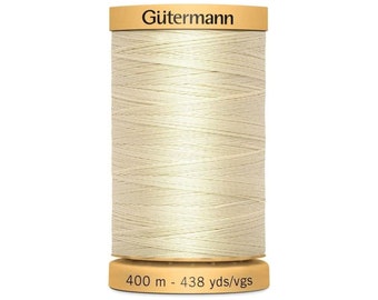 Filo di cotone color crema, bobina Gutermann da 400 m, 919, fili per cucire a mano, 100% cotone per macchina o tagliacuci