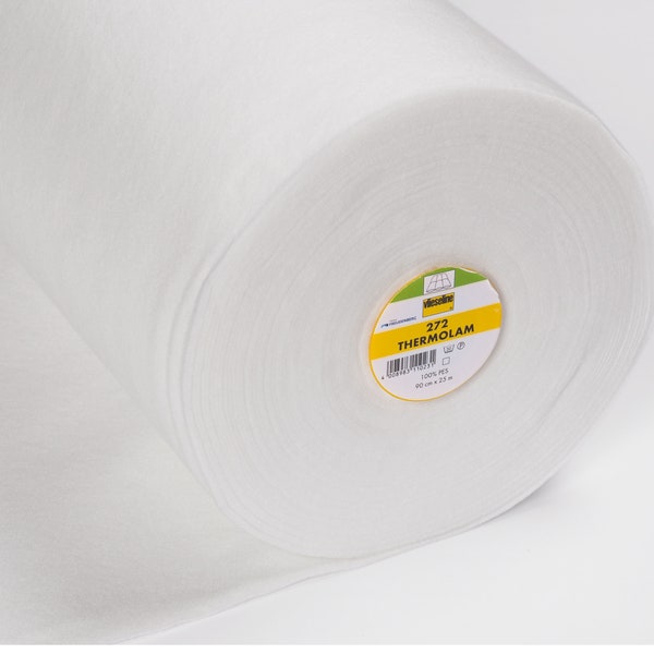 Vlieseline Thermolam Wadding 272, Sew In Compressed Polyester Batting, Multiple Lengths Available, White Compressed Fleece