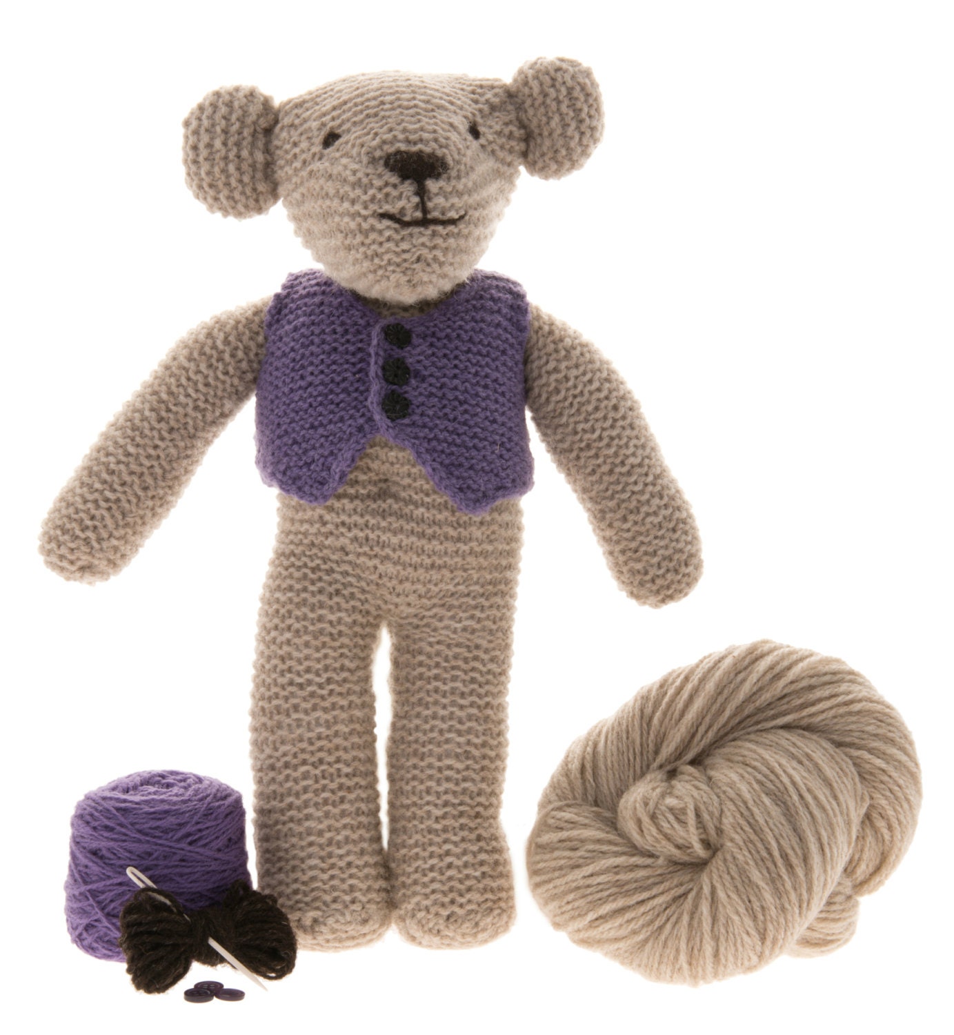 Teddy Bear Knitting Kit with 100 Welsh Wool Etsy