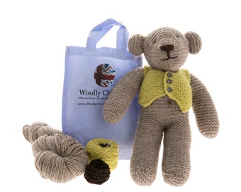 Teddy Bear Knitting Kit with 100% British Wool