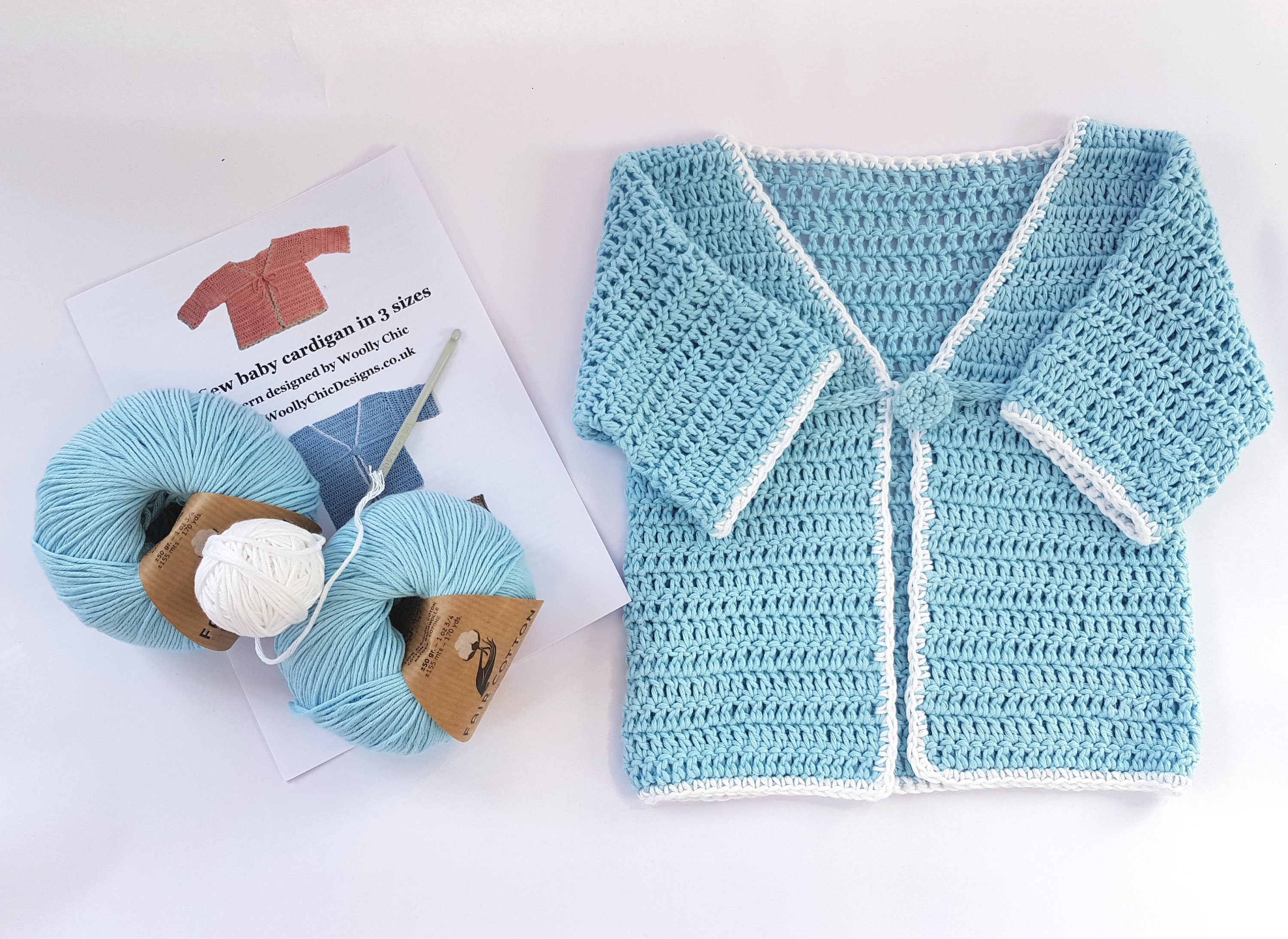 Handmade Organic Cotton Crochet Baby Cardigan