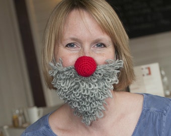 Woolly Beard and Red Nose Crochet PDF Pattern - instant download