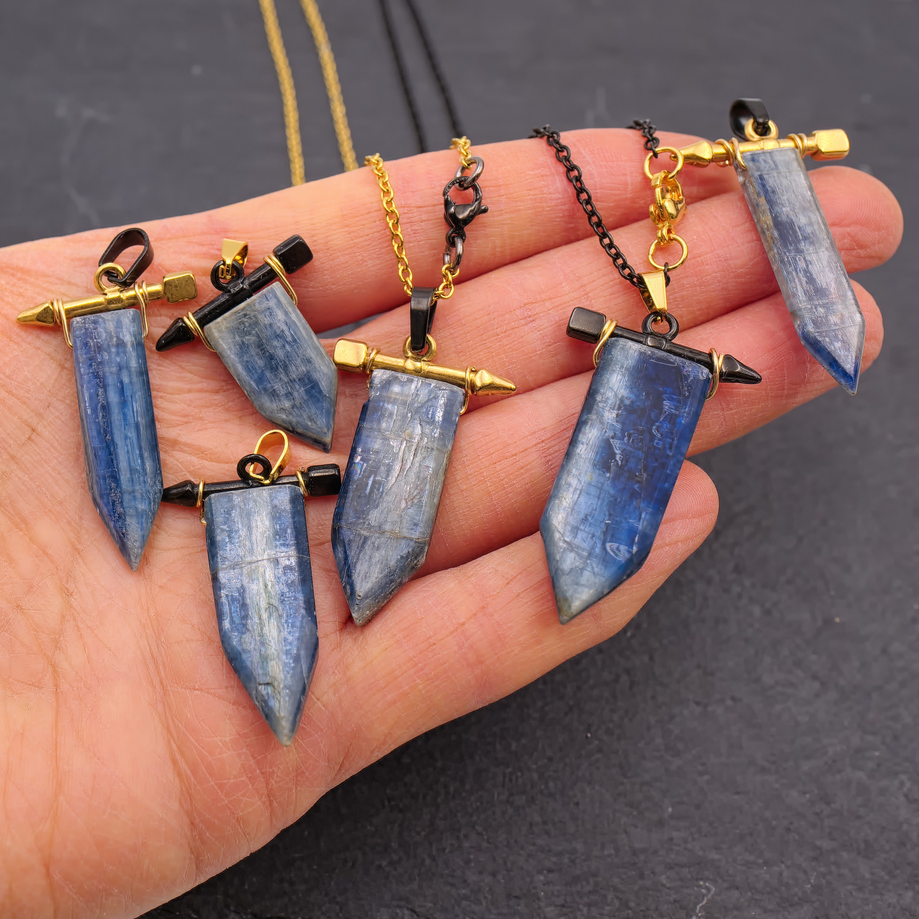 Mens crystal necklace Men raw kyanite necklace Blue kyanite Etsy
