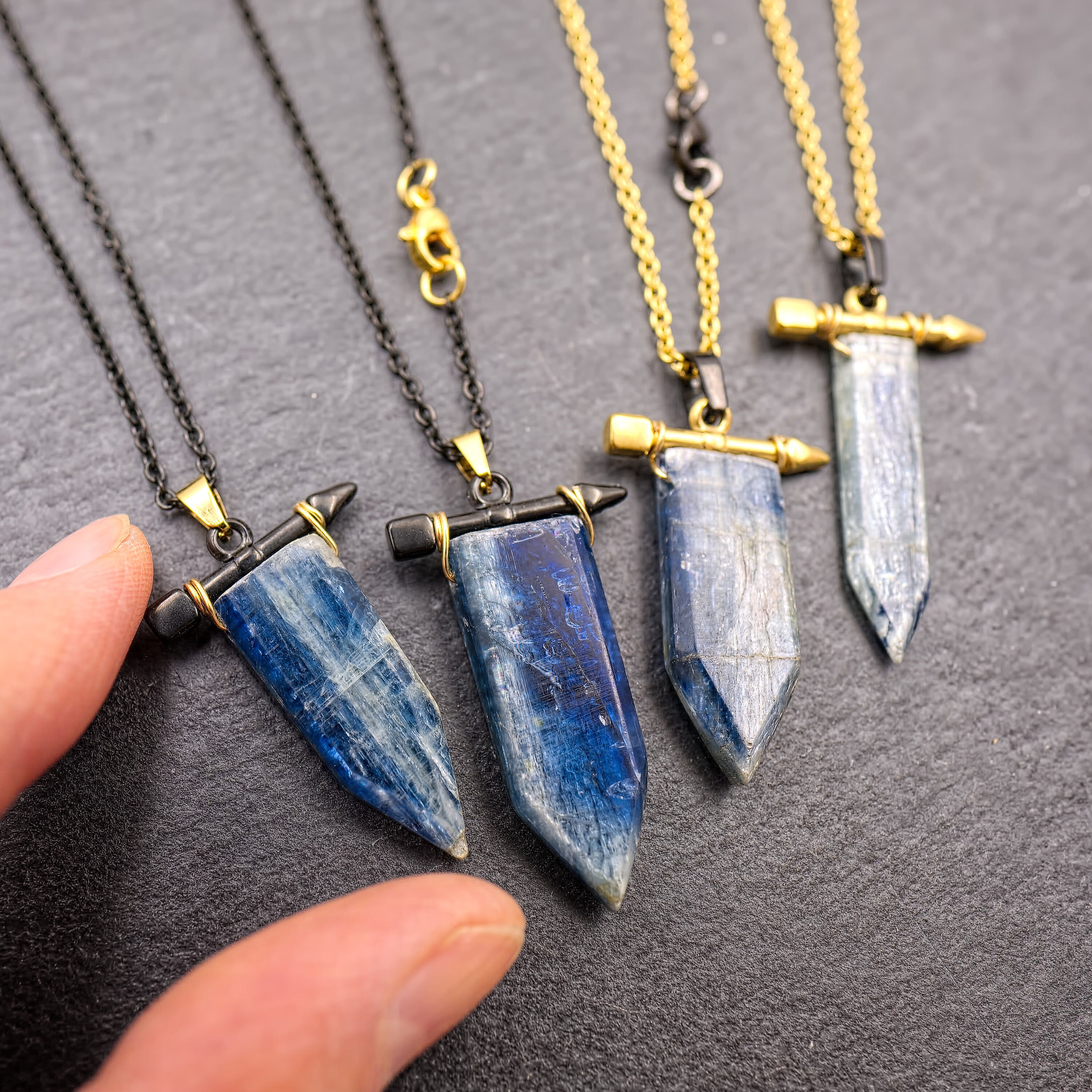 Mens crystal necklace Men raw kyanite necklace Blue kyanite Etsy