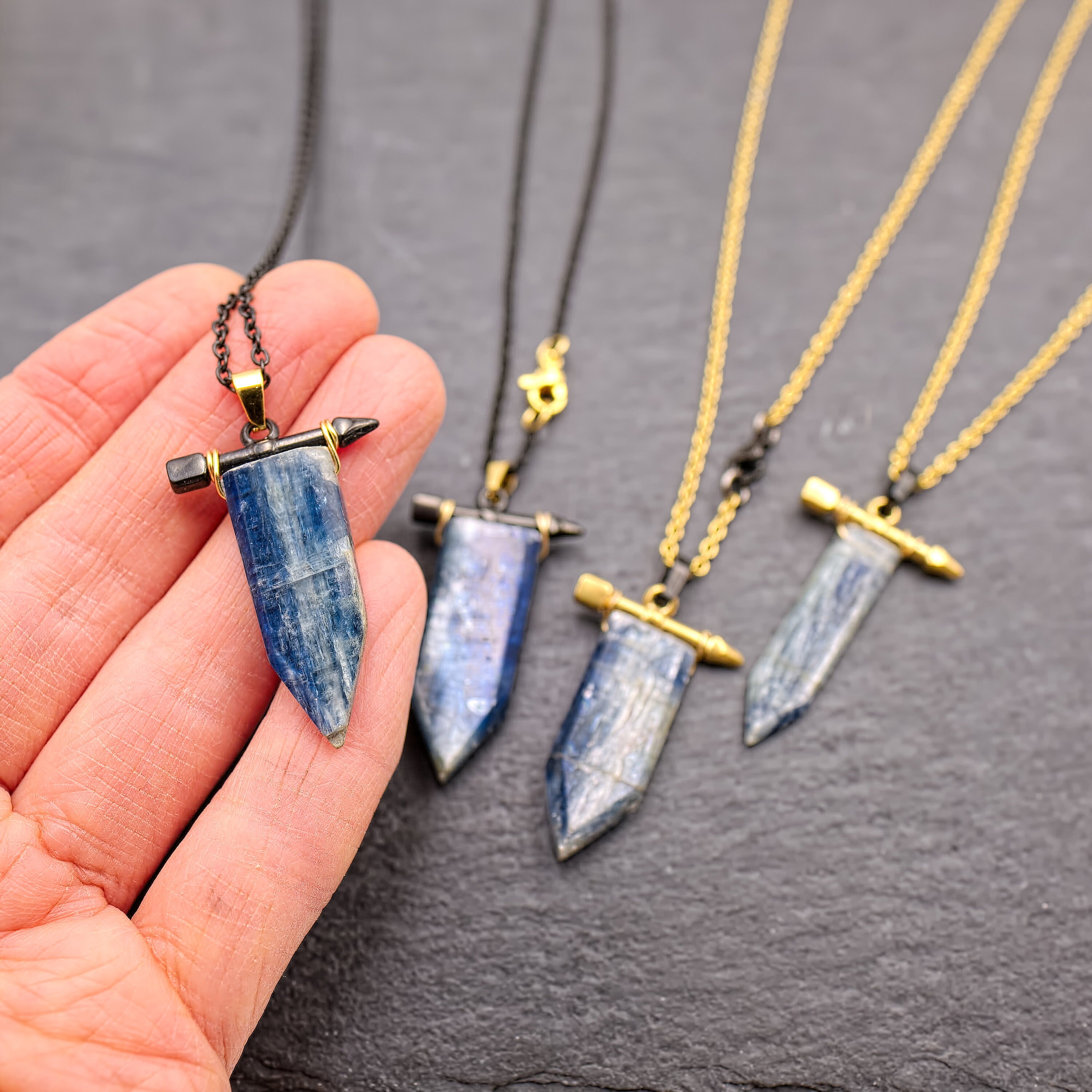 Mens crystal necklace Men raw kyanite necklace Blue kyanite Etsy