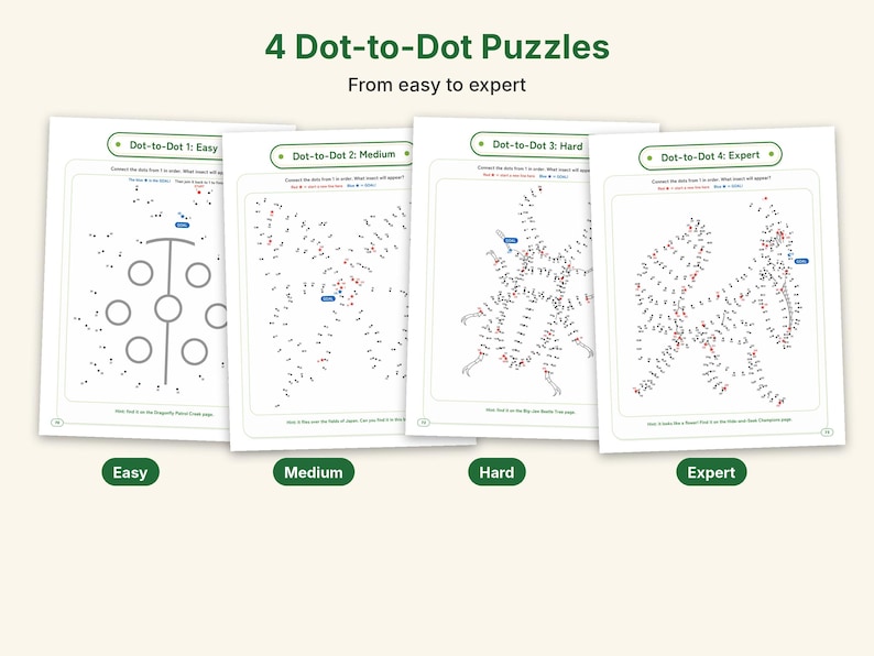 Insect Worksheets Printable, Parts of an Insect, Bug Quiz With Answers, 4 Dot to Dot Puzzles, Homeschool Science Activity, Ages 6-12 image 3