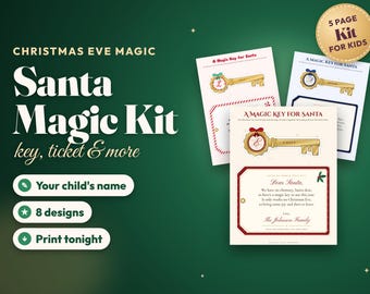 Personalized Santa Magic Key Printable, Christmas Eve Boarding Pass, Reindeer Food Tags, Santa Gift Labels for Kids, Instant Download