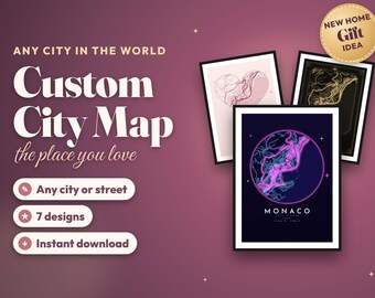 Custom City Map Print, Personalized Map Poster of Any City, Where We Met Gift, Hometown Map Art, New Home Housewarming Gift, Printable
