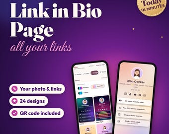 Link in Bio Page, Personalized Bio Link Website for Instagram TikTok, Custom Link Page with QR Code, Creator Small Business Social Links