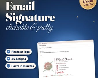 Email Signature Template, Custom Gmail Outlook Signature with Photo and Logo, Clickable Social Icons, Realtor Small Business Signature