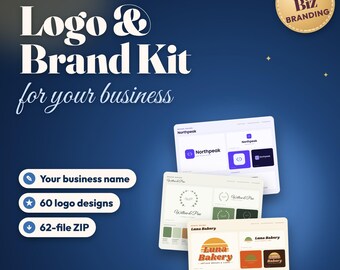 Custom Logo Design and Brand Kit, Personalized Business Logo, Brand Board, Business Card, Social Media Kit, Small Business Branding