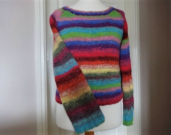 Women's sweater knitting pattern striped, aran, easy, use-up, one size! Instant PDF