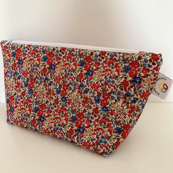 Liberty Emma & Georgina Red, Wash Bag, Cotton sack, Floral print, Make up Bag, Sponge Bag, Tote Bag, Eye Mask