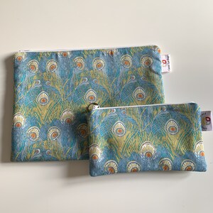Liberty, Hera, turquoise, trousse de toilette, sac en coton, imprimé plumes, trousse de maquillage, trousse de toilette, sac fourre-tout, coussin pour les yeux, masque de sommeil