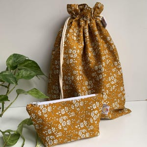 Liberty, Capel, Mostarda, Necessaire, Saco de algodão, Necessaire de maquiagem, Necessaire de esponja, Bolsa de tecido, Almofada para os olhos, Máscara de dormir