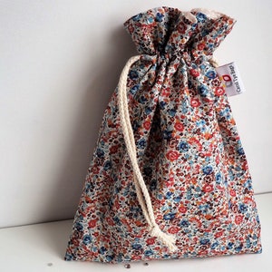 Liberty Emma & Georgina, Orange, Drawstring bag, Floral print, Make up Bag, Sponge Bag, Tote Bag, Eye Pillow