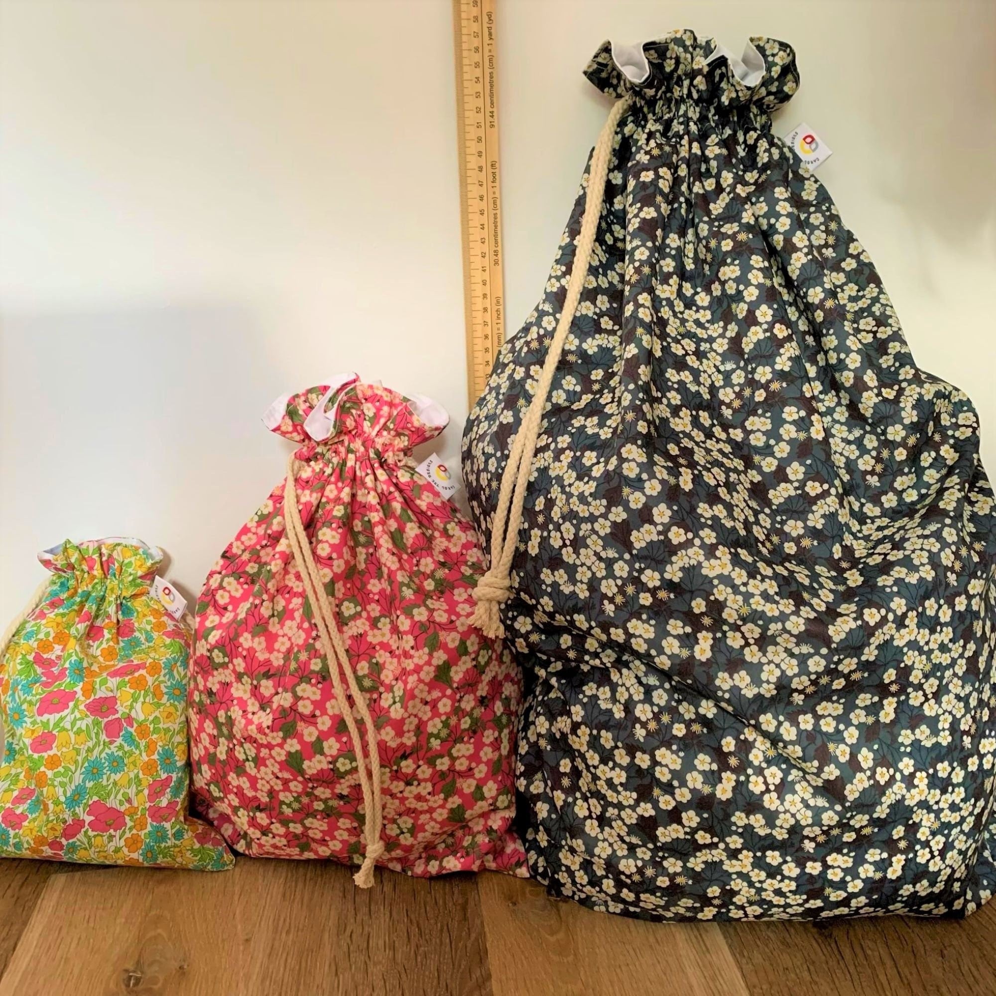 Liberty Cotton Drawstring Bag, Make up Storage, Shoe Bag, Laundry Sack, Personalised Gift