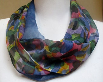 Hand Painted Silk Scarf-Luxury Silk Scarf- Handmade in New York- Art to wear- Unique Gift-Cheap shipping