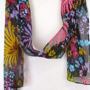 Silk Scarf Accessory-Hand Painted-Unique Gift Woman-Valentines Day-Made in New York-Art to Wear