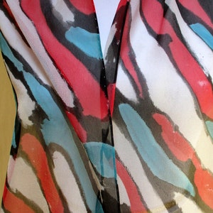 Hand Painted Silk Chiffon Scarf: Abstract Geometric Art to Wear