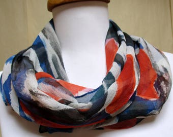 Silk Scarf Accessory- Hand Painted-Unique Gift- Fashionista-Made in New York- One of a Kind