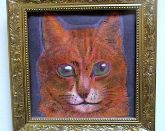 Cat painting-wall art- Unique gift for Cat lover-Made in the Hudson Valley- framed painting