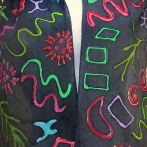Hand-Painted Silk Crepe Scarf: Multicolor Art to Wear