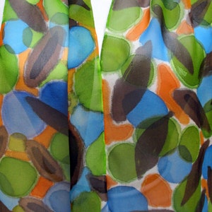 Hand-Painted Silk Chiffon Scarf: Abstract Geometric Design