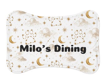 Personalized Pet Feeding Mat, Custom Dog Bowl Mat Bone Shaped, Cute Cat Food Mat Non Slip, Personalized Puppy Dining Placemat, New Pet Gift