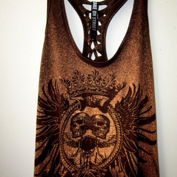 Free worldwide Shipping - Summer Bleach Dark Brown Skull Shred Stripes Tank Top Shirt Dress Woman T-Shirt Vest Mini Dresses