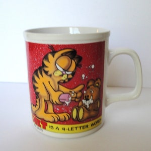 Vintage Enesco Garfield Cat Mug, Diet is a 4 Letter Word