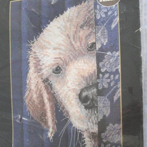 Counted Cross Stitch Kit Labrador Puppy I Didn't Do It NIP WM45699 Bucilla Plaid Small Dog image 2