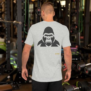 No Comment Gorilla T-Shirt - Abstract Animal Back Print, Gold Graffiti Tag, Minimalist White Unisex Tee