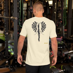 No Comment Elephant Front T-Shirt - Abstract Animal Back Print, Gold Graffiti Tag, Minimalist White Unisex Tee