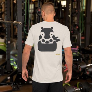 No Comment Hippo T-Shirt - Abstract Animal Back Print, Gold Graffiti Tag, Minimalist White Unisex Tee