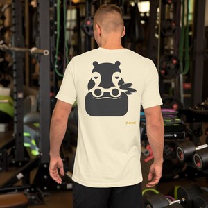 No Comment Hippo T-Shirt - Abstract Animal Back Print, Gold Graffiti Tag, Minimalist White Unisex Tee